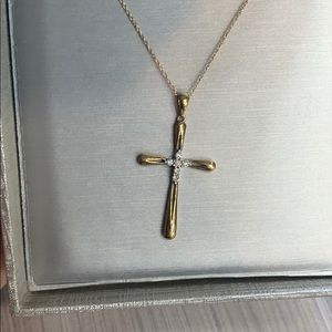 zales diamond accent gold cross necklace